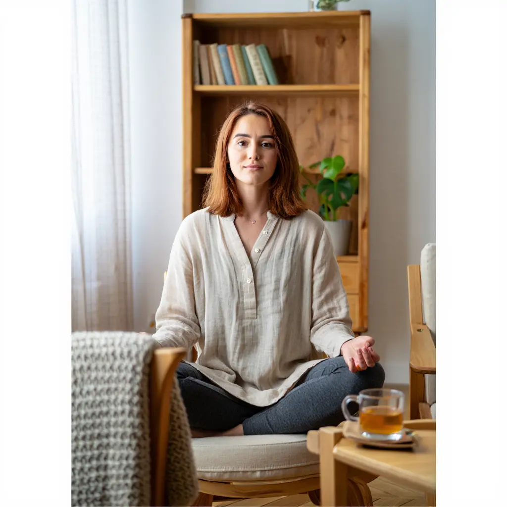 Henkilö nauttii aamurutiineista rauhallisessa ympäristössä